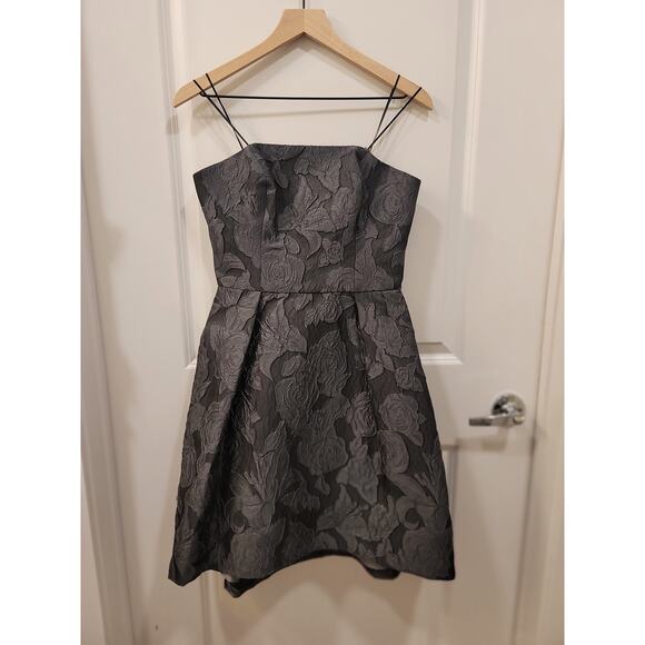 Halston Heritage Strapless Dress in Black Floral - Picture 2 of 9